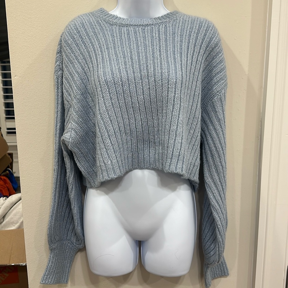 Altar'd State Sky Blue Ribbed Sweater